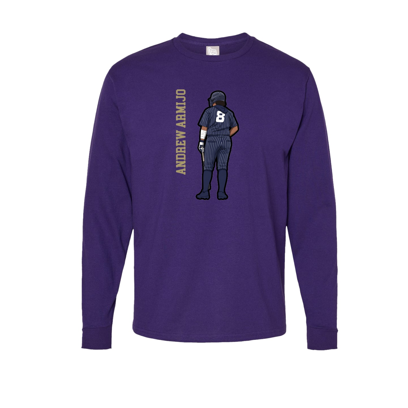Long Sleeve Tee — Name Vertical in Purple