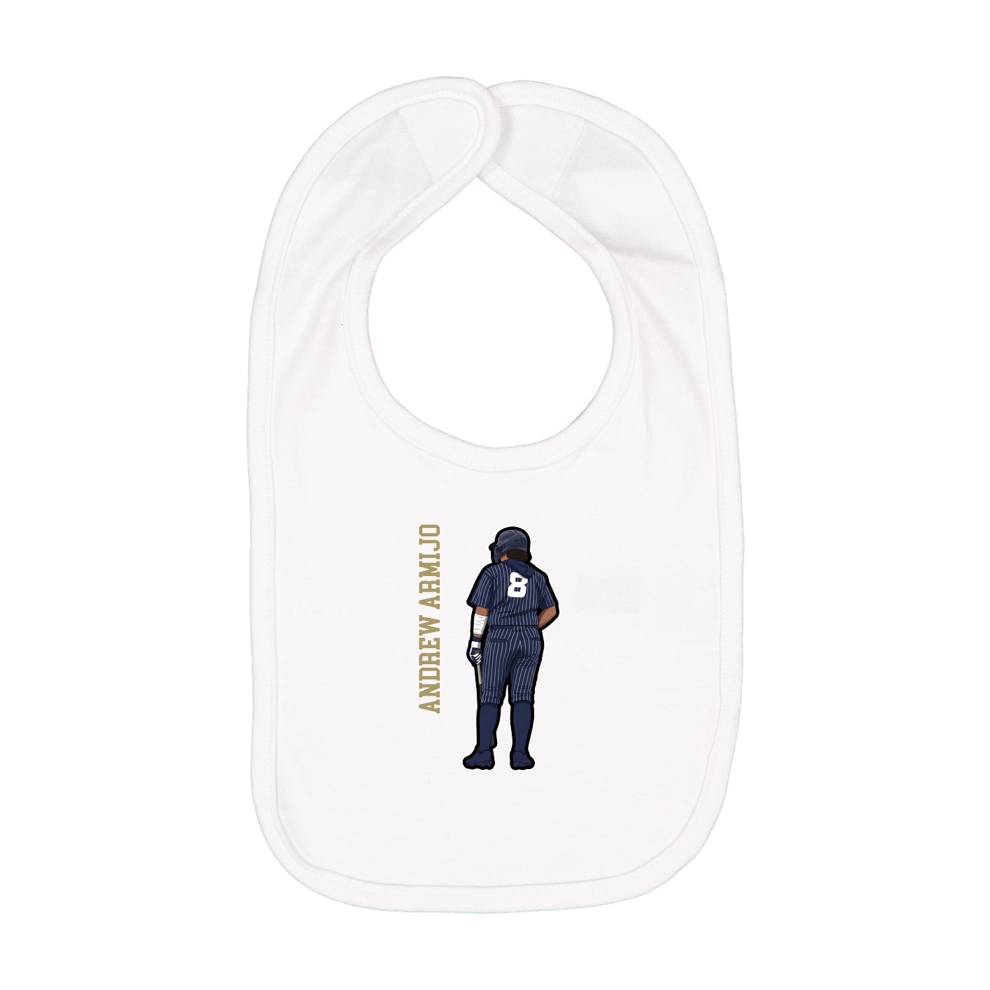 Infant Bib — Name Vertical in White