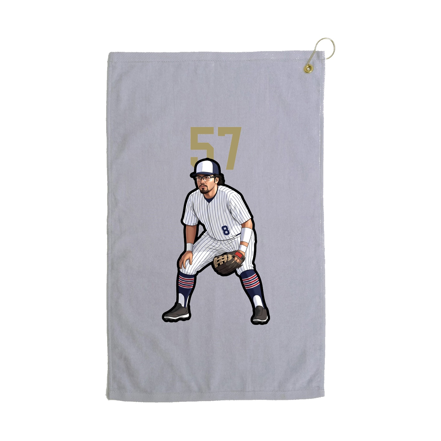 Golf Towel — Number Top in Grey