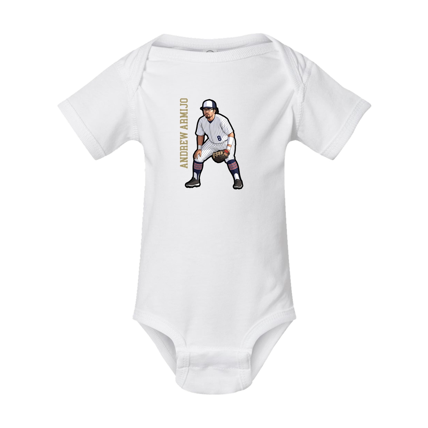 Baby Onesie — Name Vertical in White
