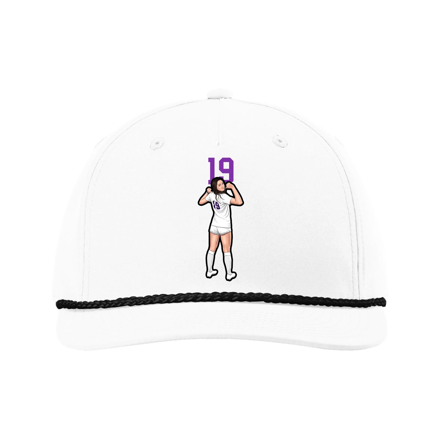 Five-Panel Classic Rope Cap — Number Top in White