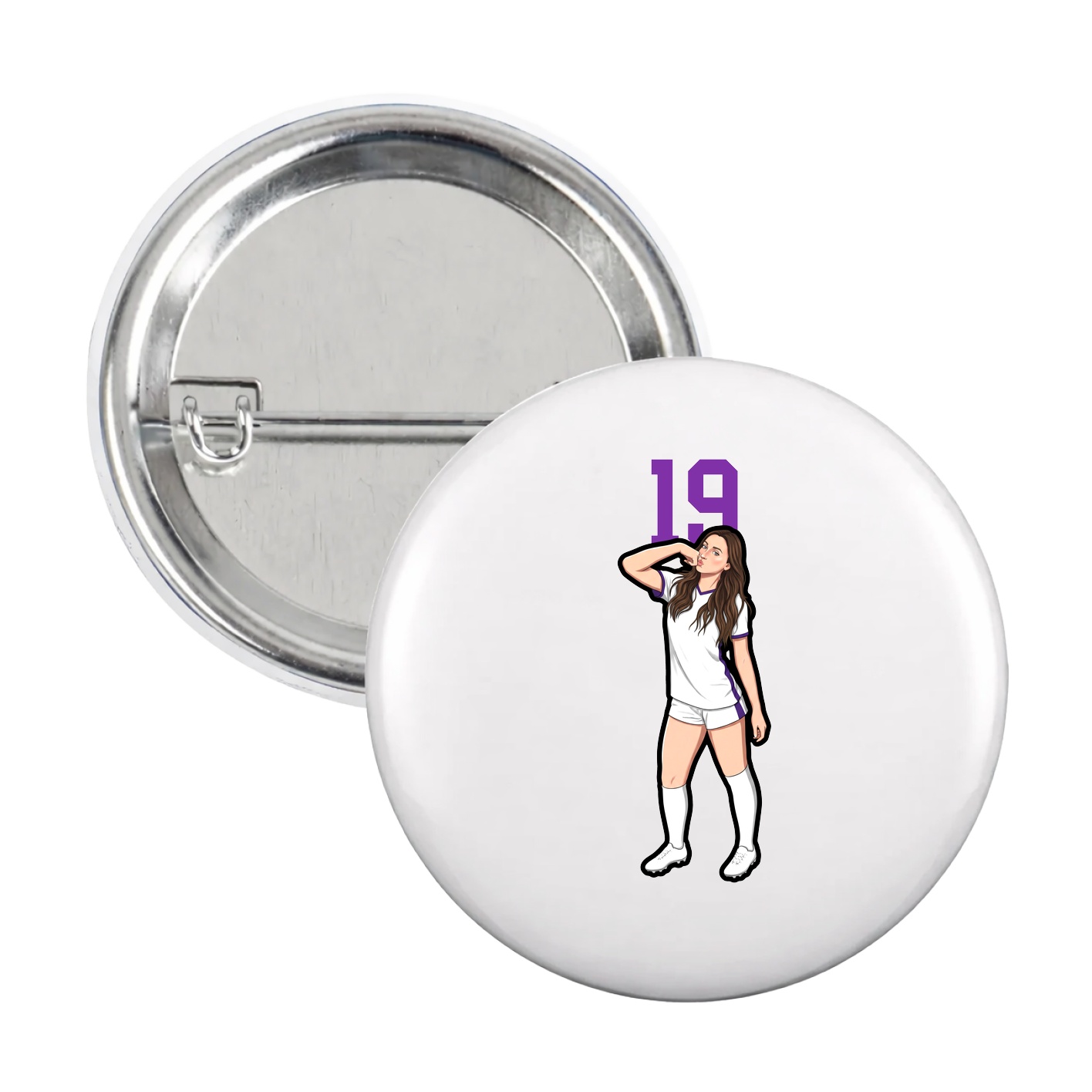 Game Day Button — Number Top in White