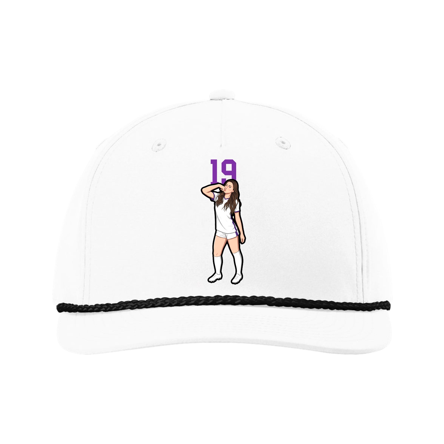 Five-Panel Classic Rope Cap — Number Top in White