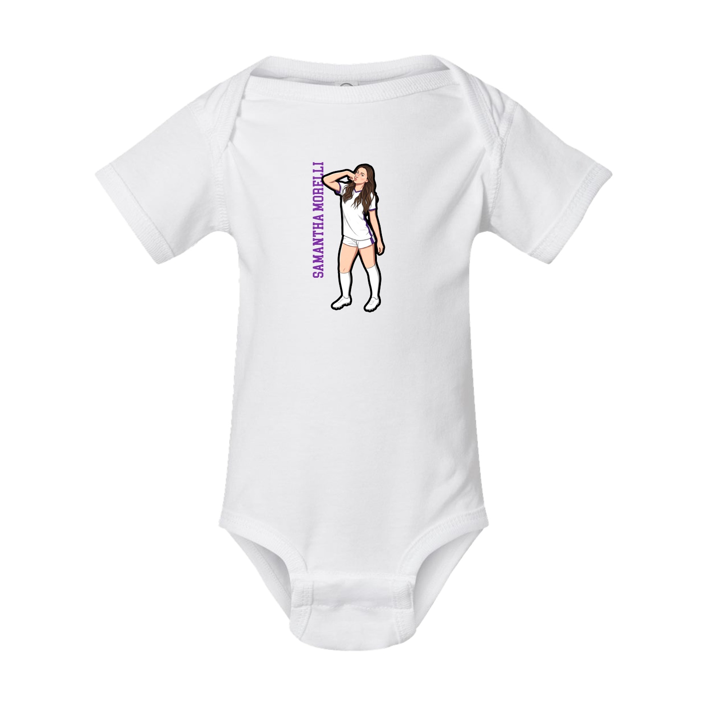 Baby Onesie — Name Vertical in White