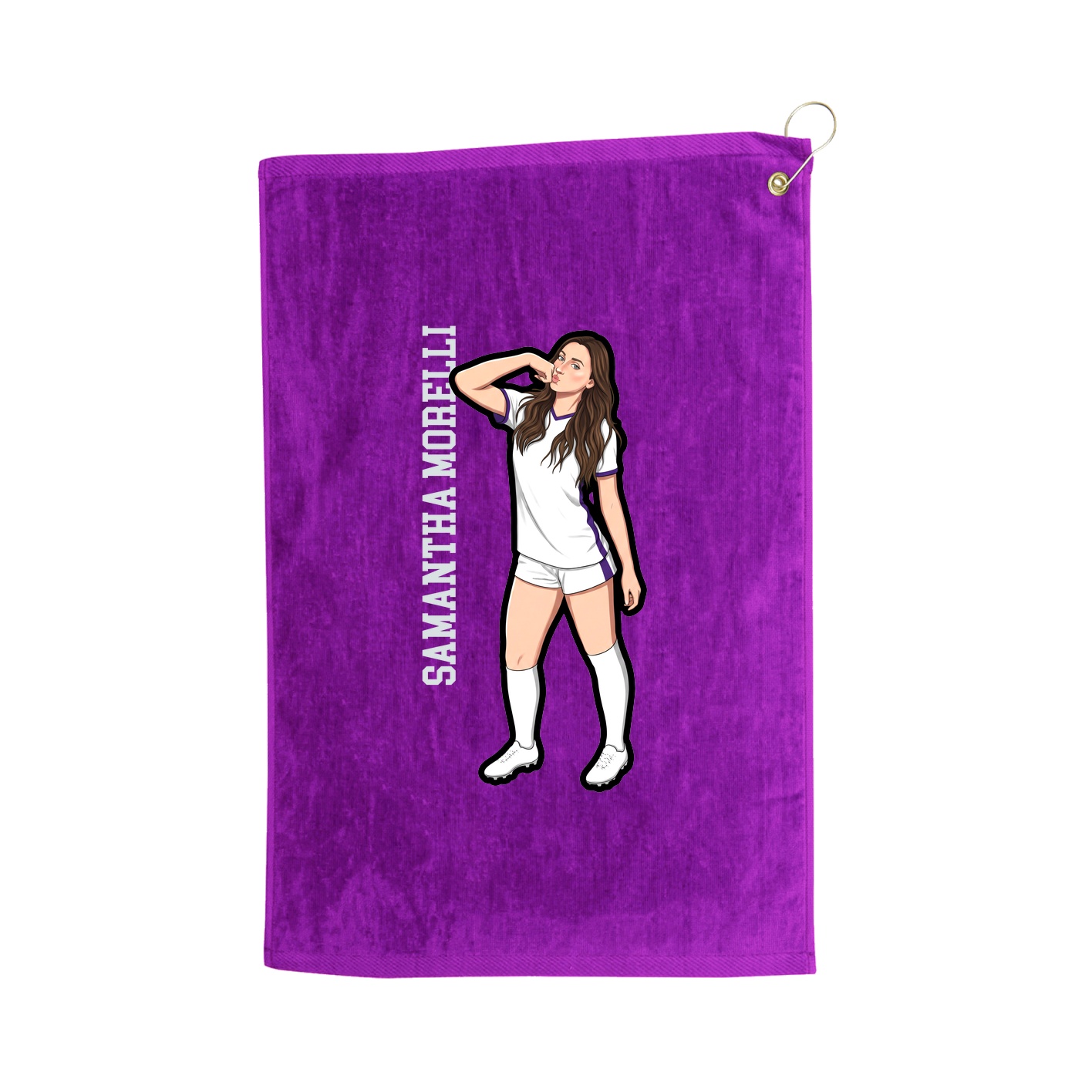 Golf Towel — Name Vertical in Purple