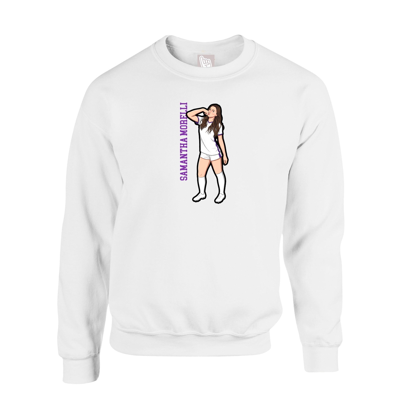 Fleece Crew — Name Vertical in White