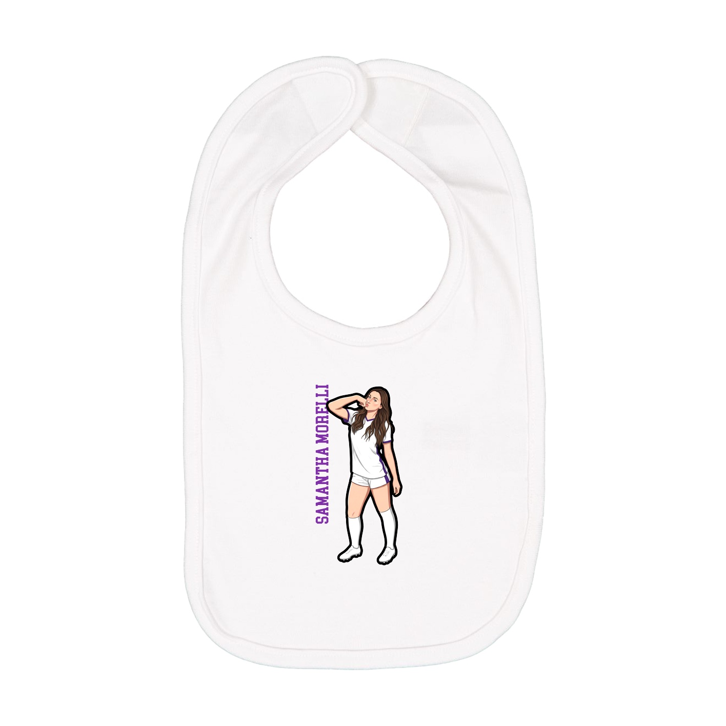 Infant Bib — Name Vertical in White