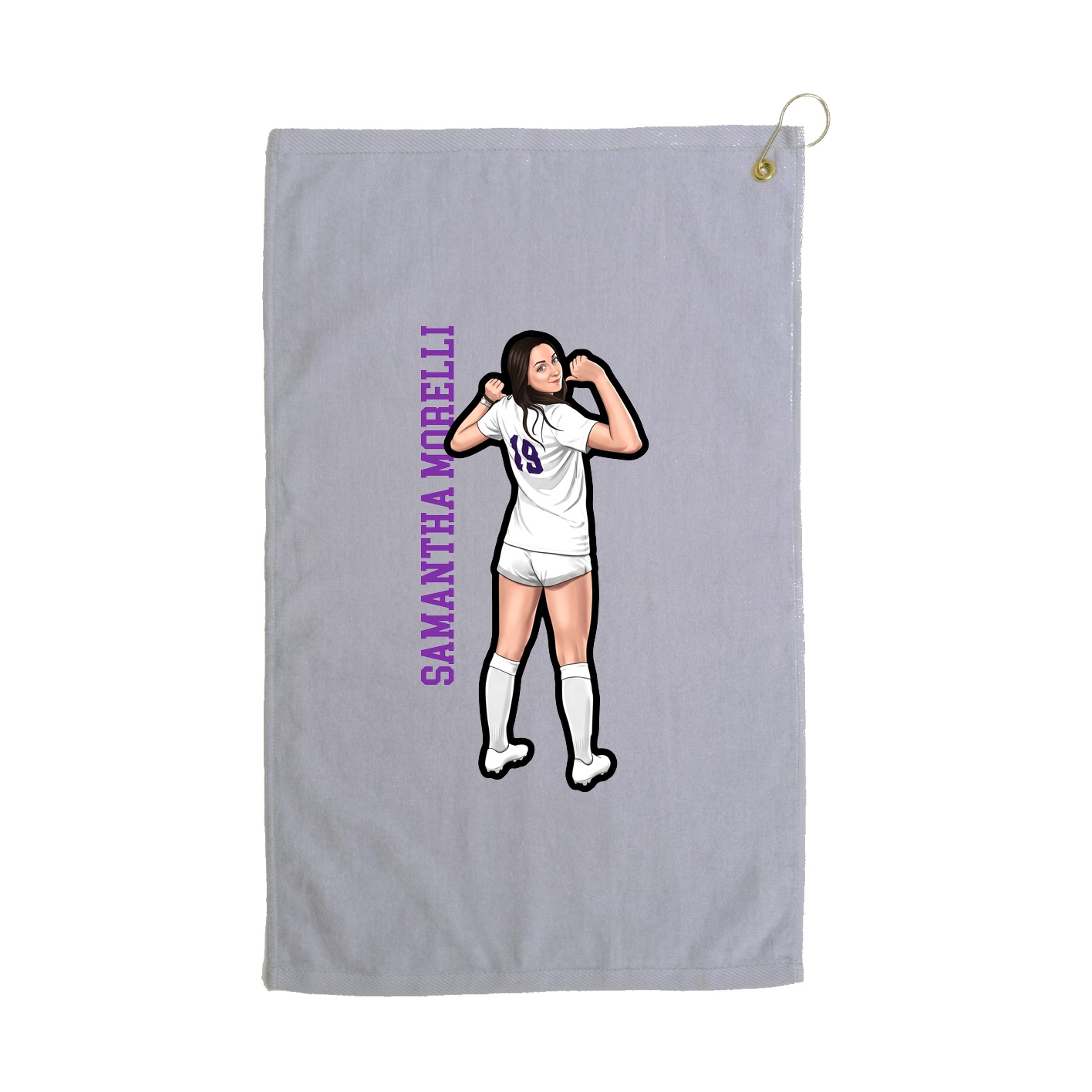 Golf Towel — Name Vertical in Grey