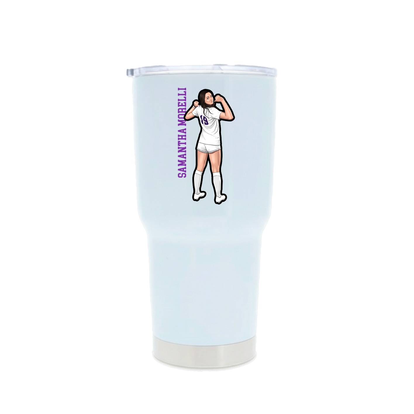 30oz Stainless Steel Tumbler — Name Vertical in White