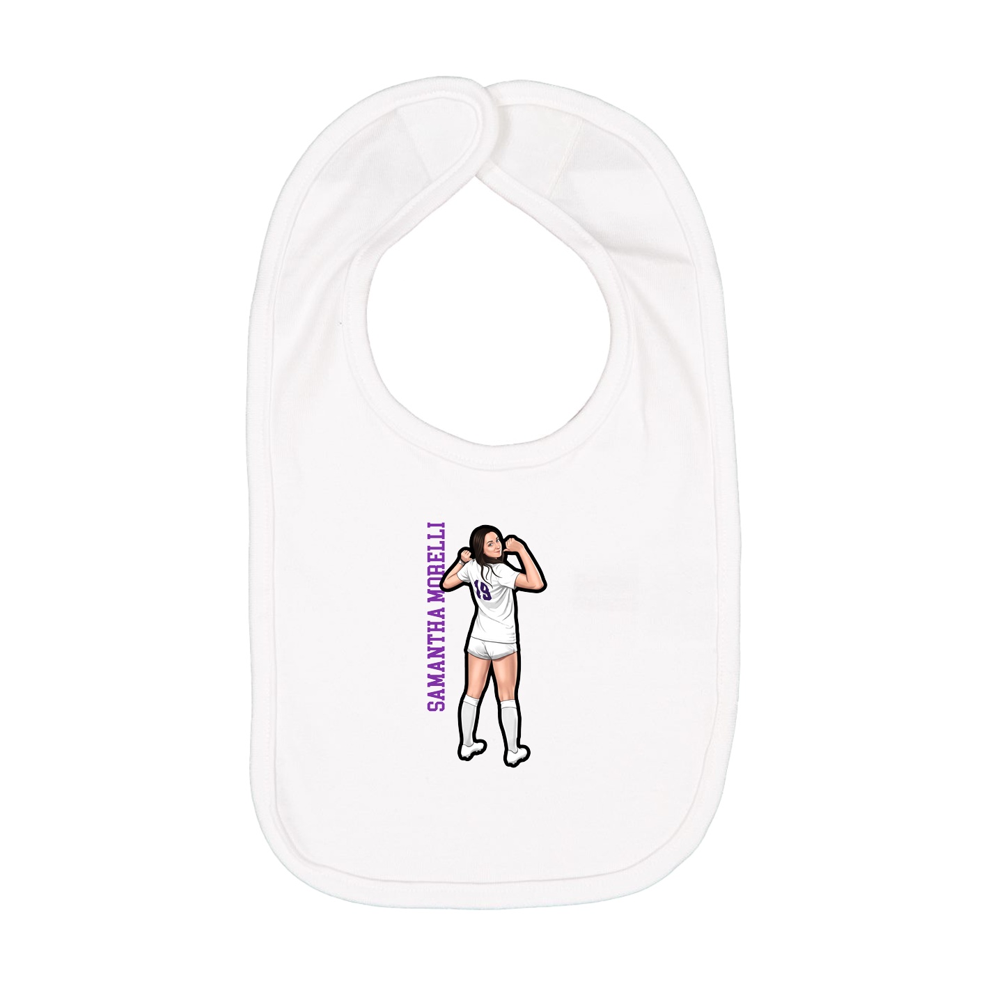 Infant Bib — Name Vertical in White