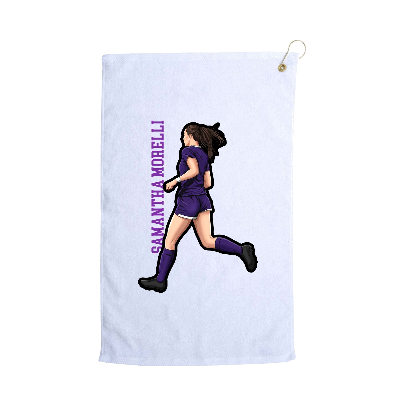 Golf Towel — Name Vertical in White