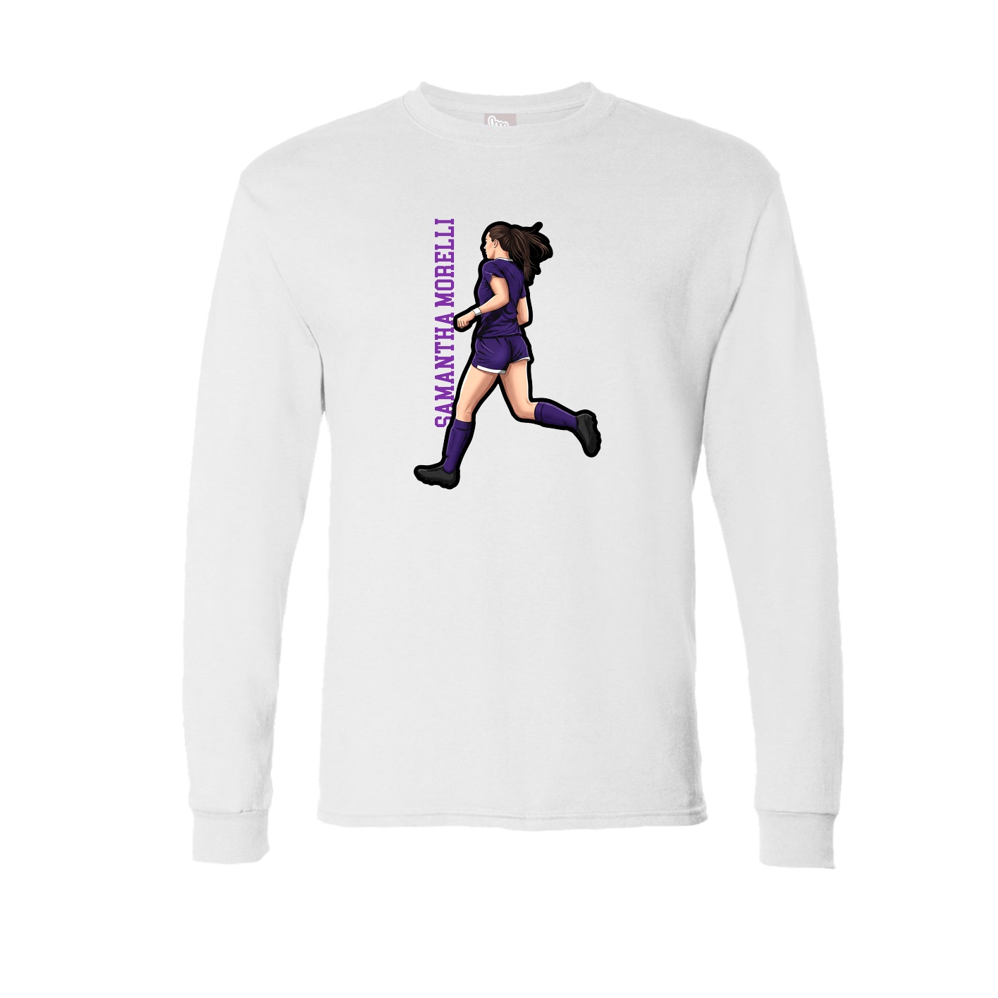 Long Sleeve Tee — Name Vertical in White