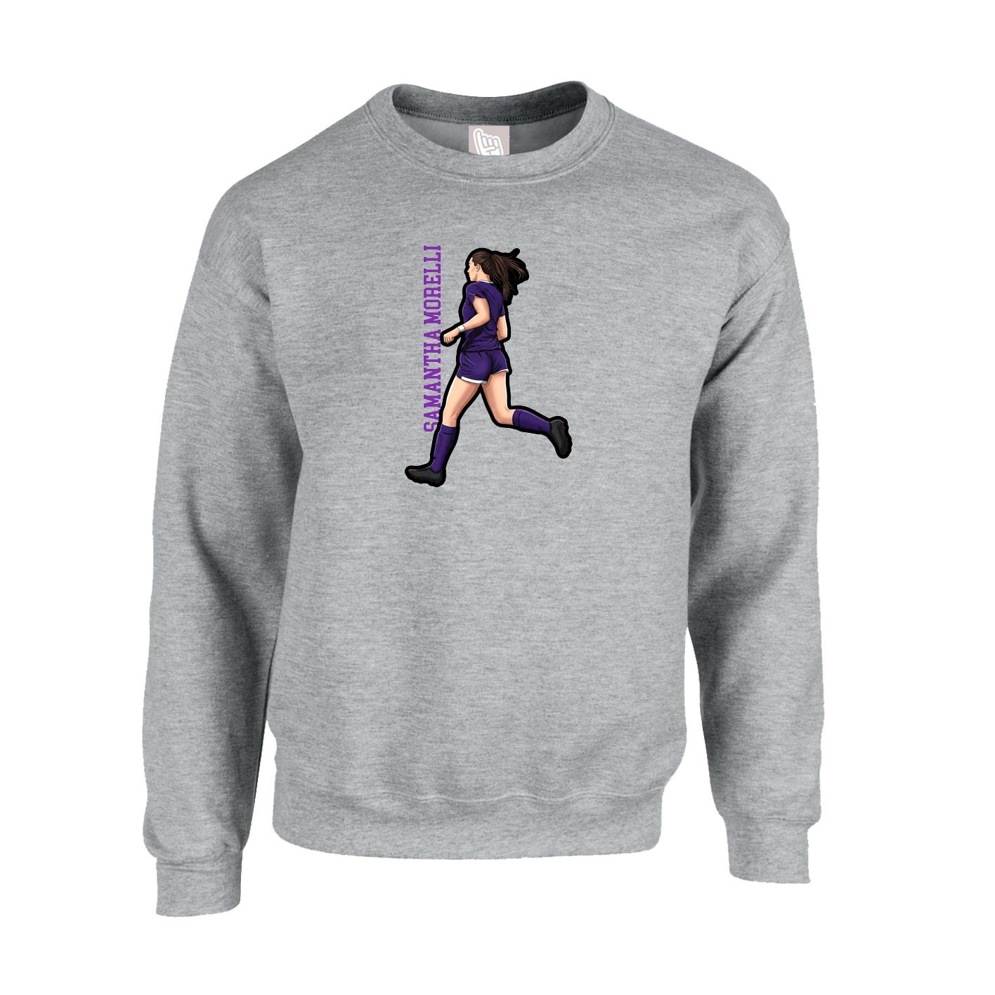 Fleece Crew — Name Vertical in Grey