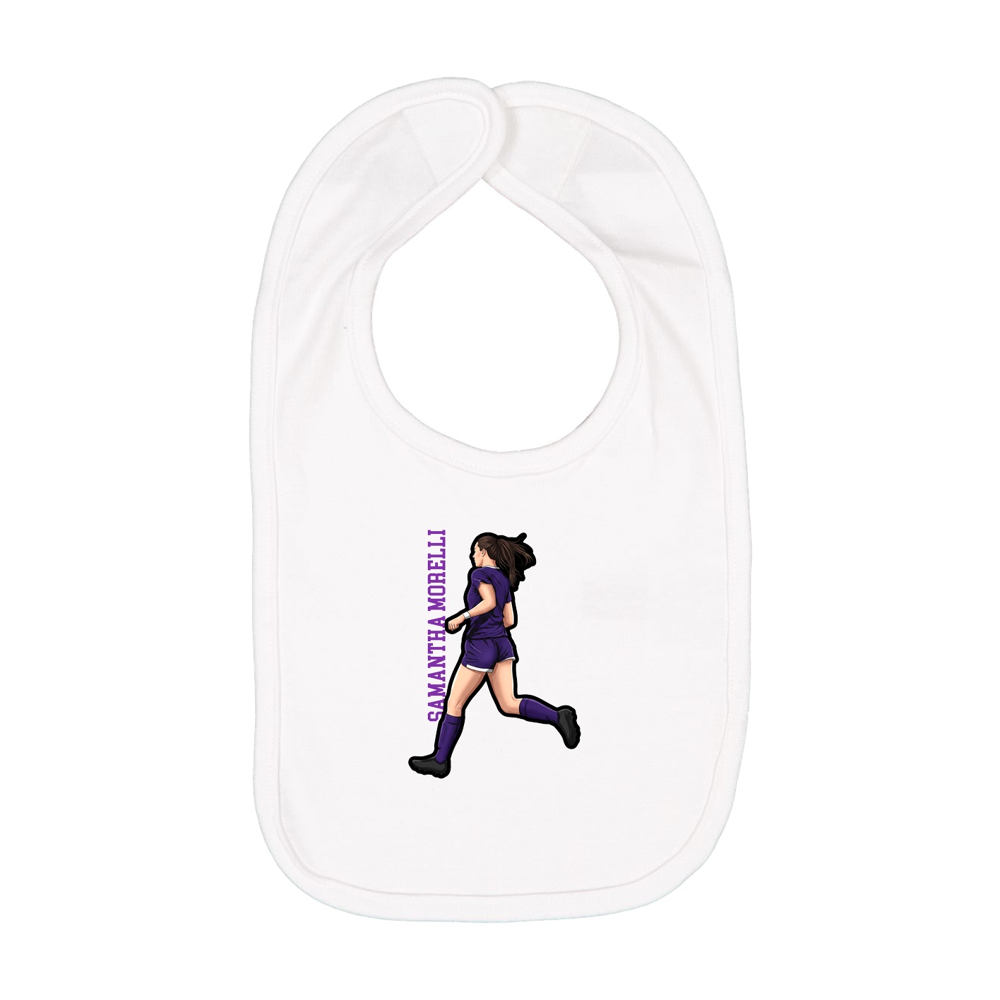 Infant Bib — Name Vertical in White