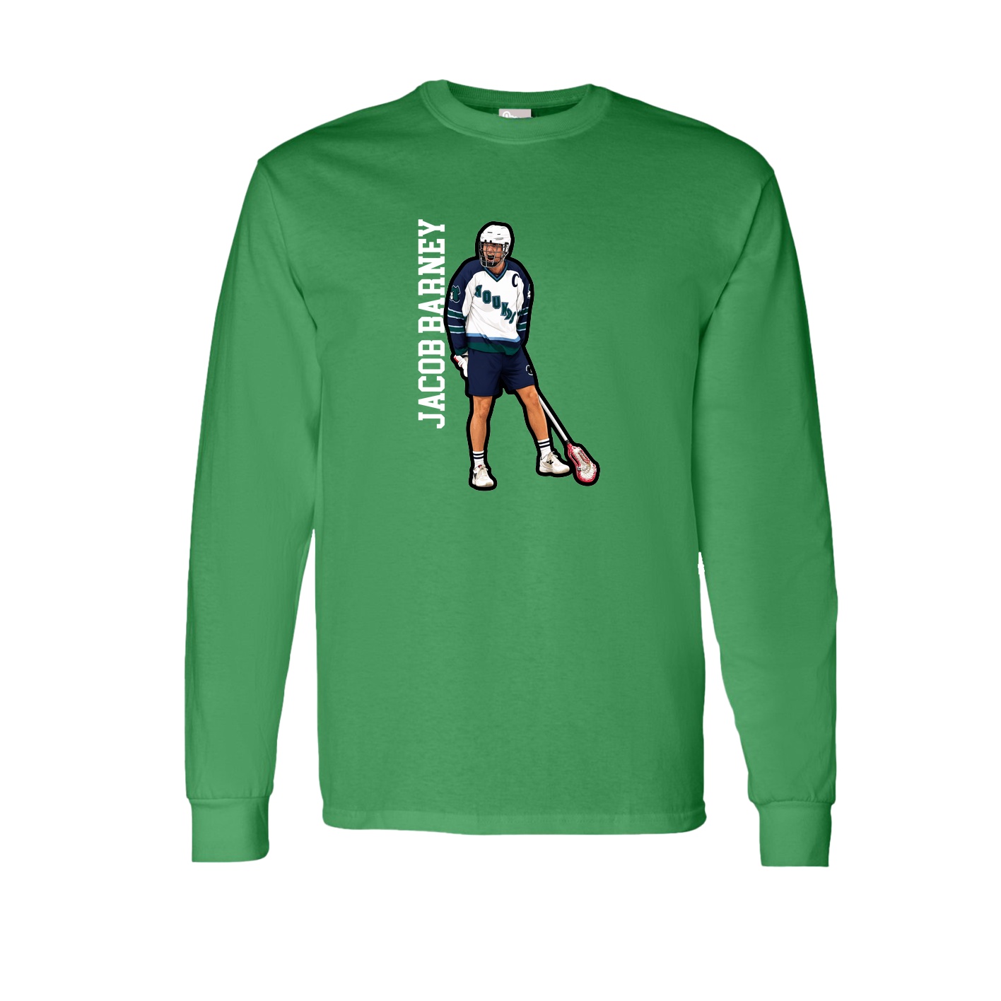 Long Sleeve Tee — Name Vertical in Green