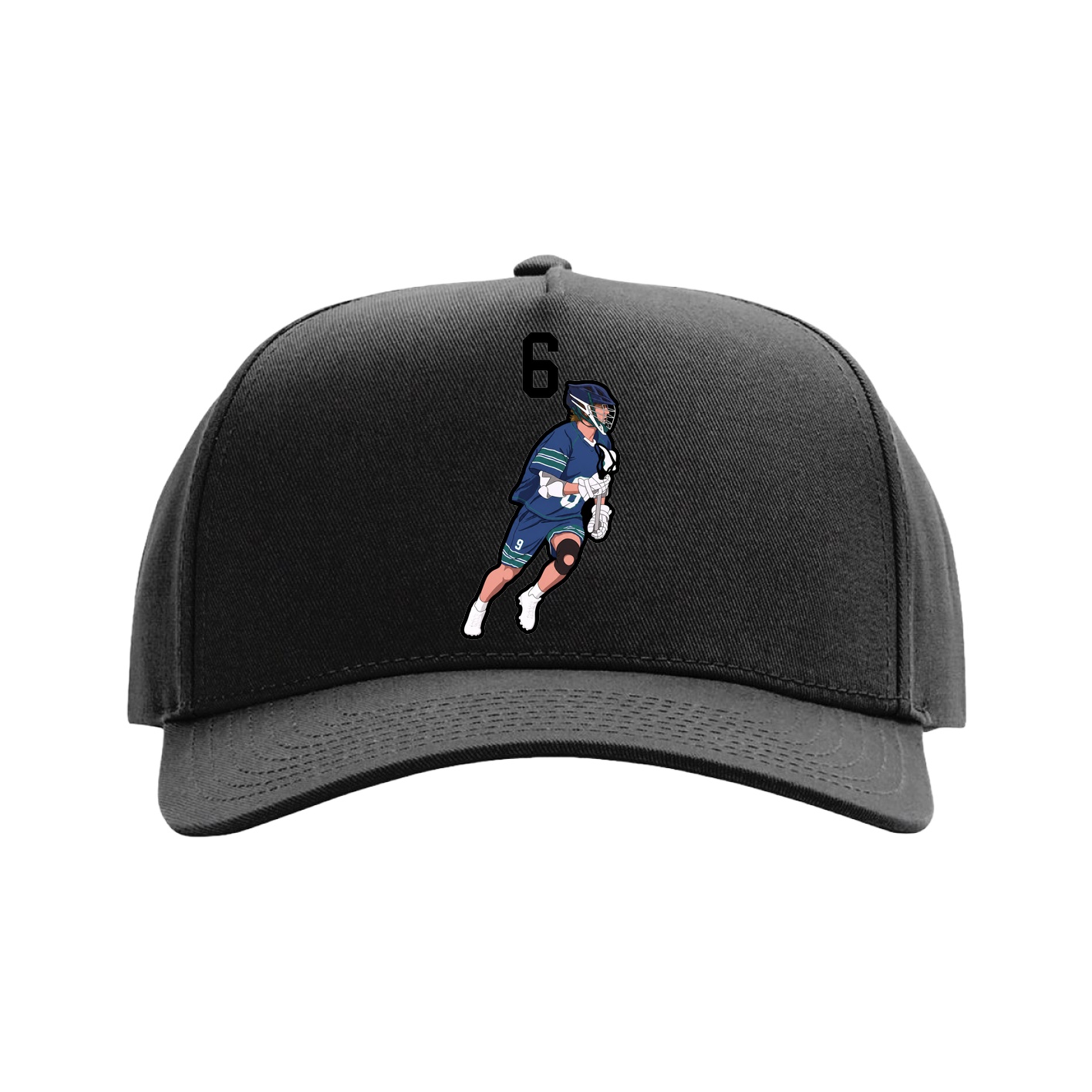 Full Fabric Five-Panel Champ Cap — Number Top in Black