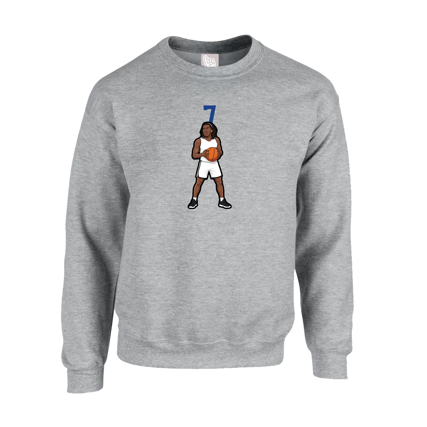 Fleece Crew — Number Top in Grey