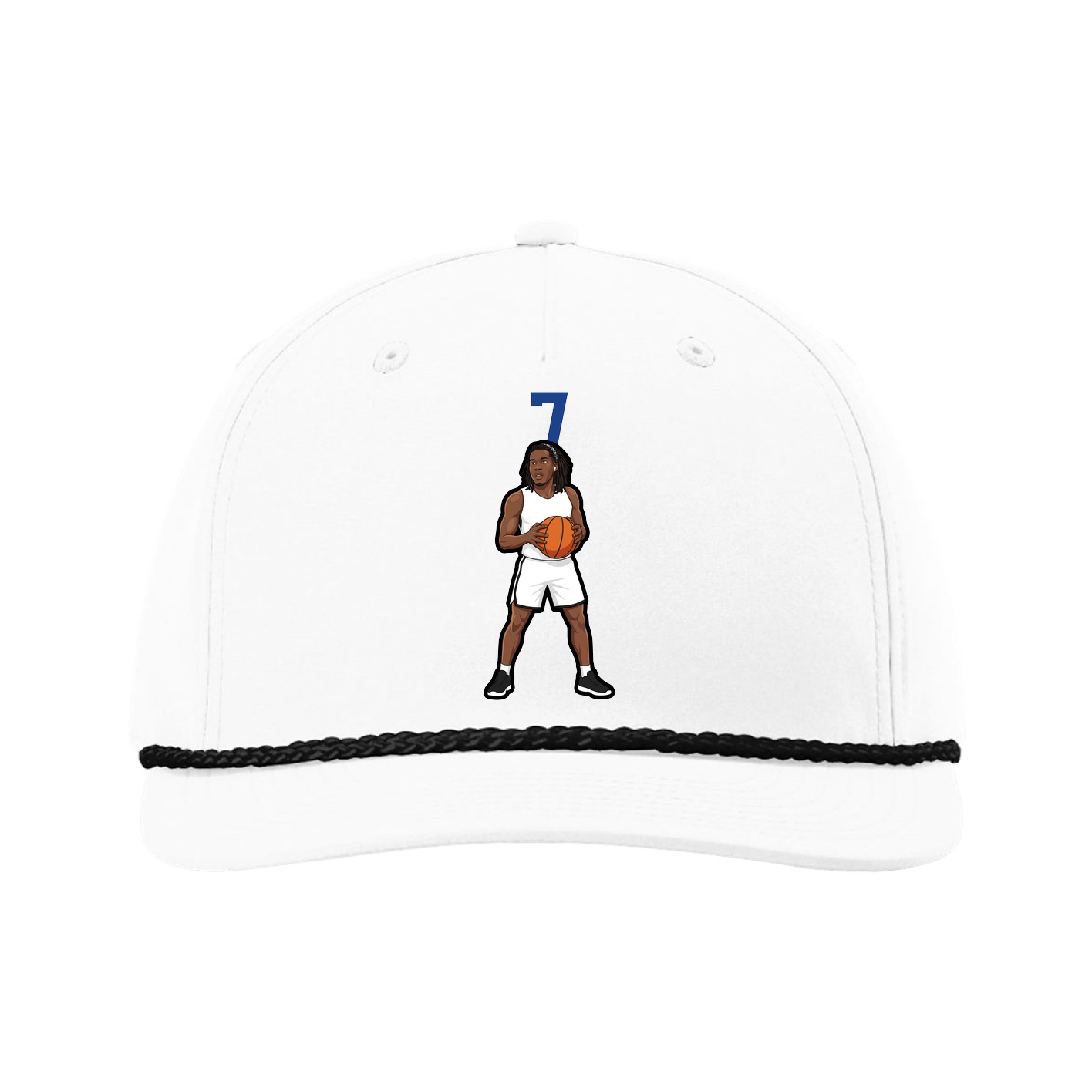 Five-Panel Classic Rope Cap — Number Top in White