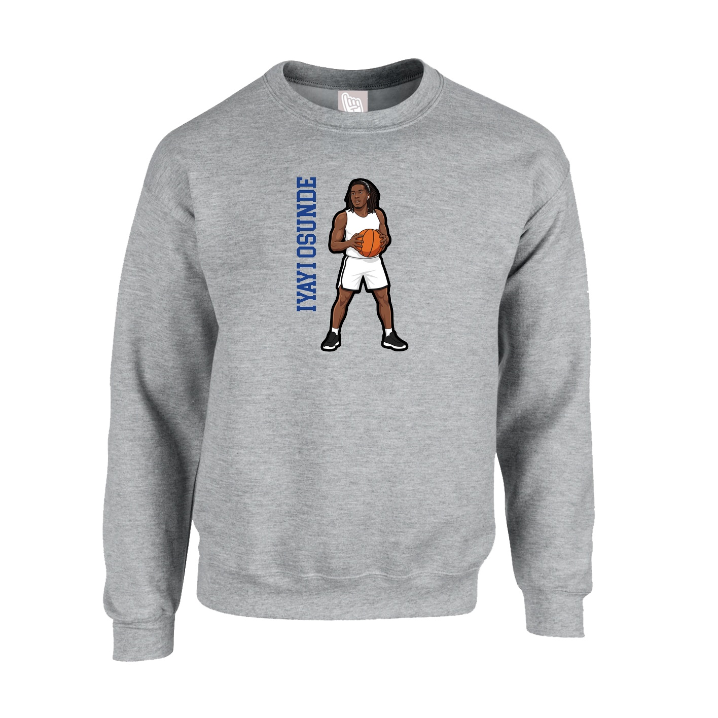 Fleece Crew — Name Vertical in Grey