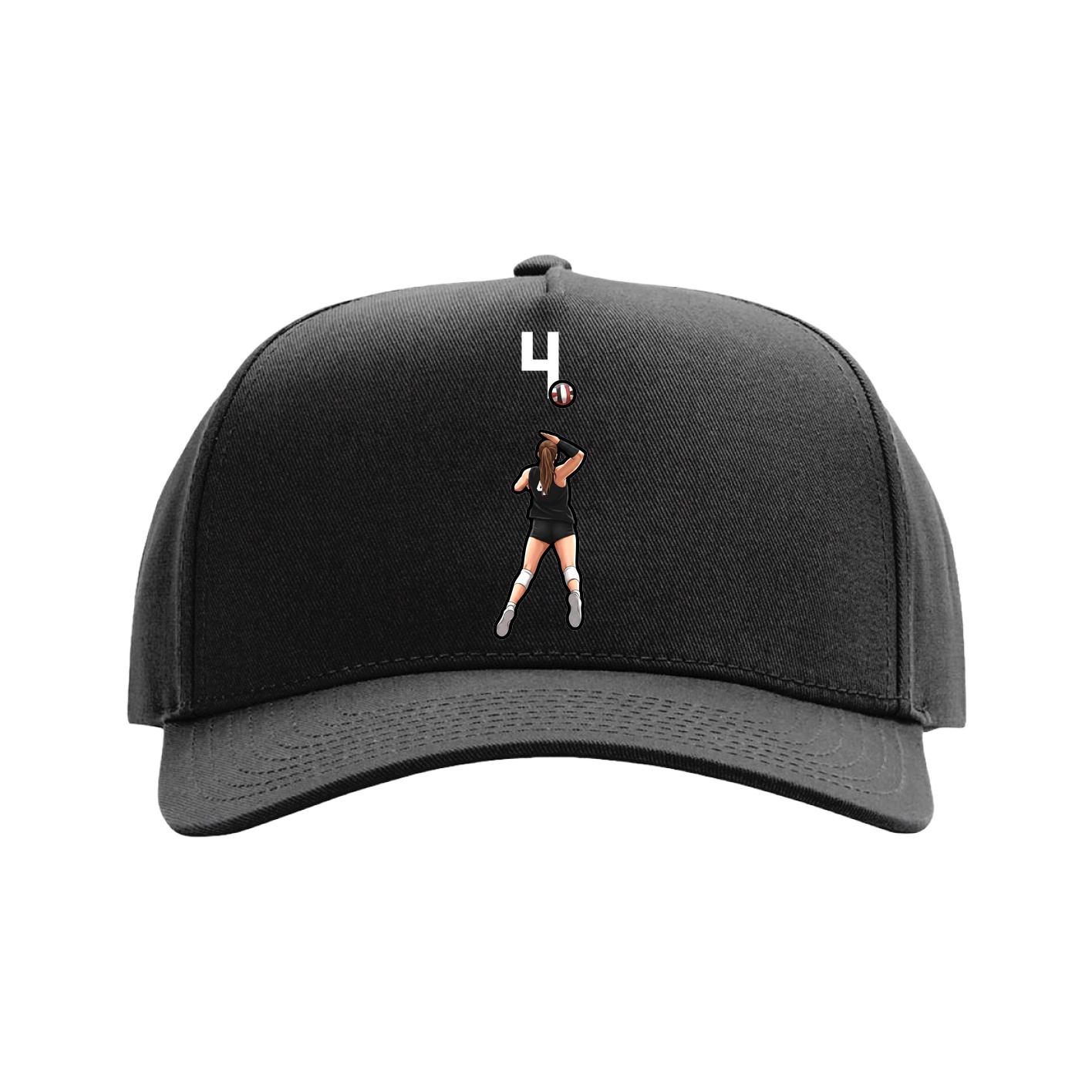 Full Fabric Five-Panel Champ Cap — Number Top in Black