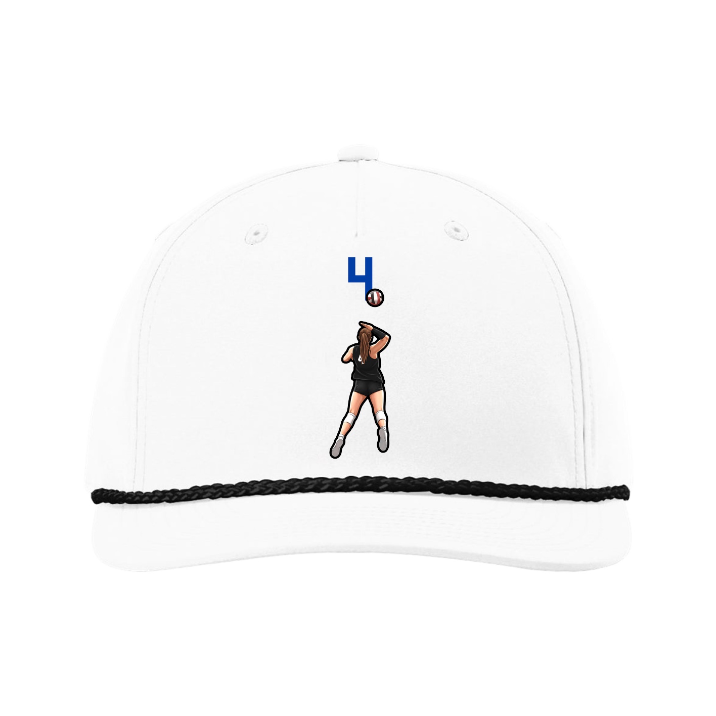 Five-Panel Classic Rope Cap — Number Top in White