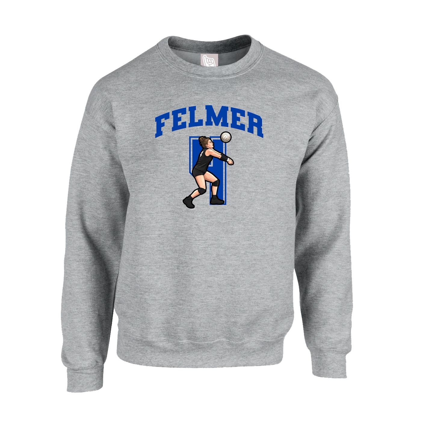 Fleece Crew — Number in Grey