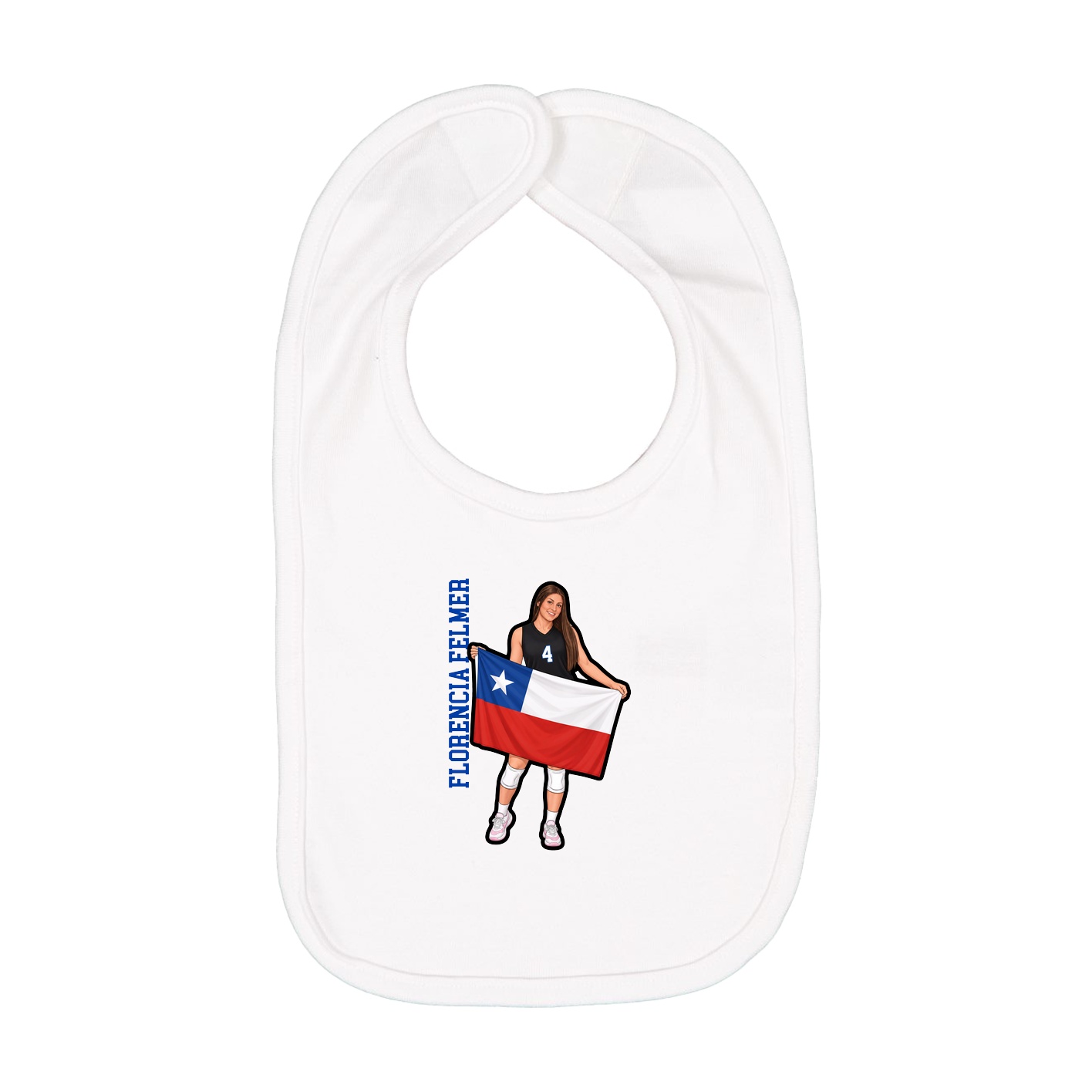 Infant Bib — Name Vertical in White