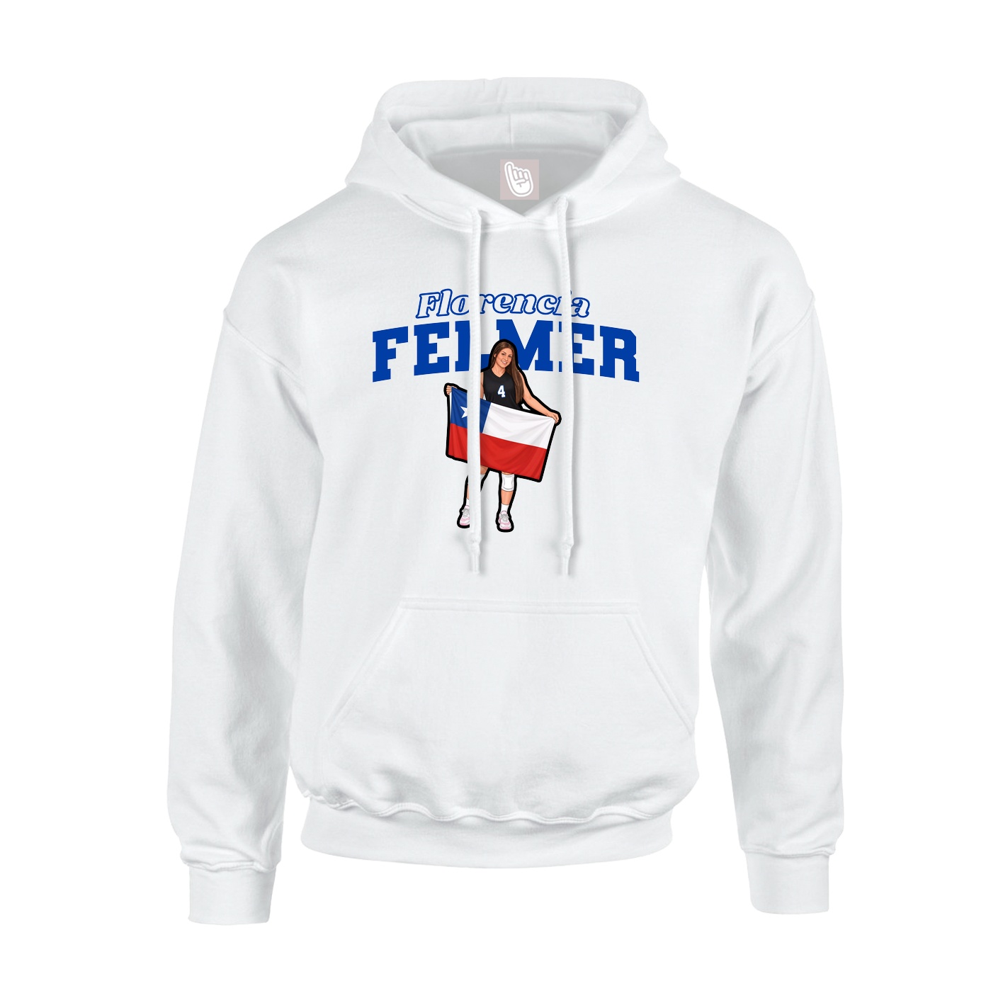 Youth Hoodie — Name Arch in White