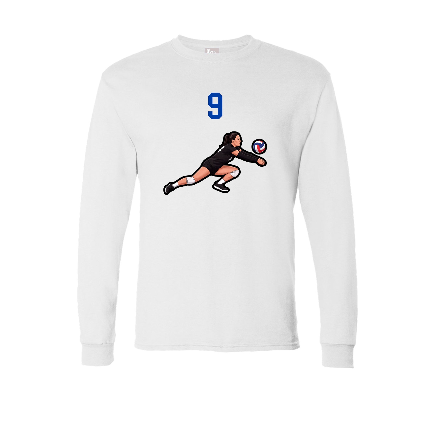 Long Sleeve Tee — Number Top in White