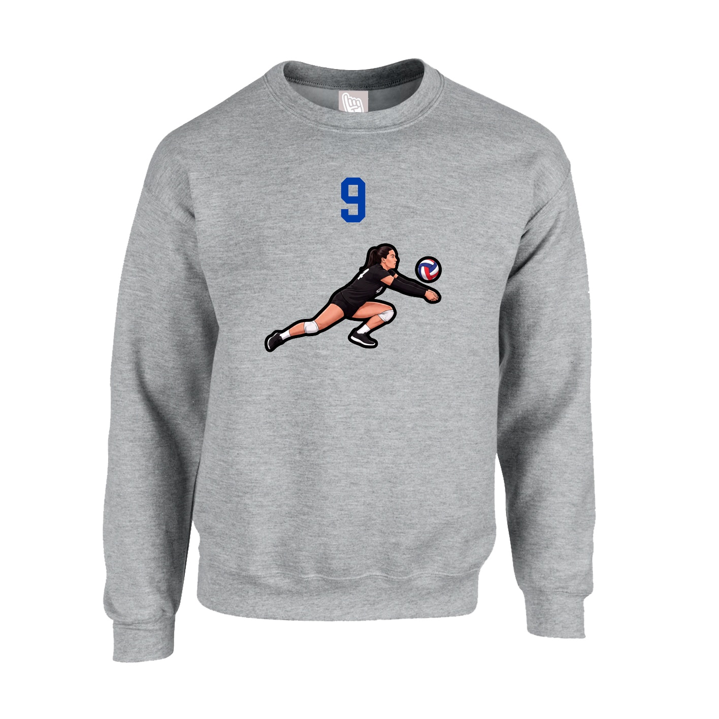 Fleece Crew — Number Top in Grey