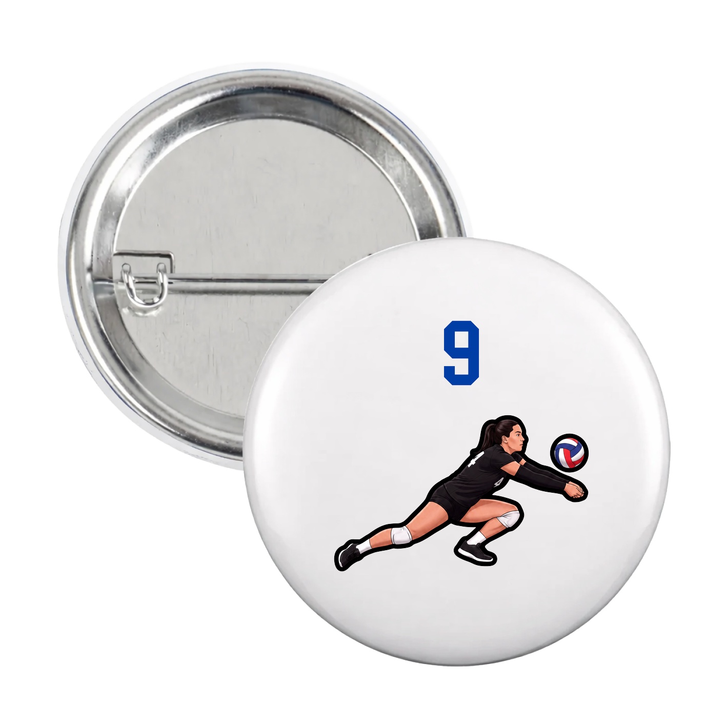 Game Day Button — Number Top in White