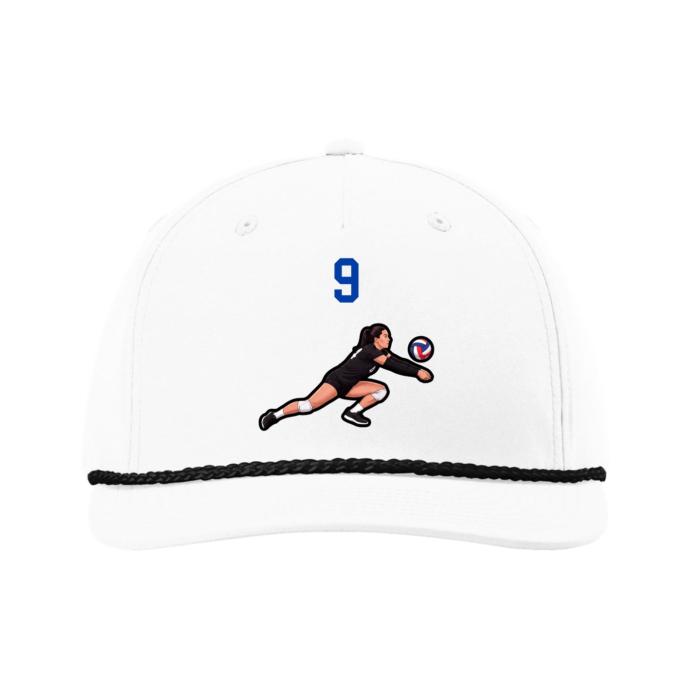 Five-Panel Classic Rope Cap — Number Top in White