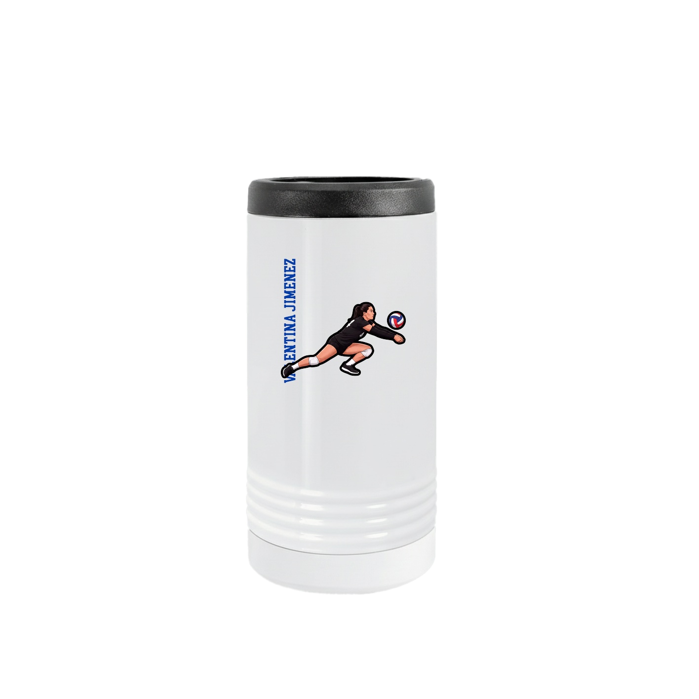 Slim Beverage Holder — Name Vertical in White