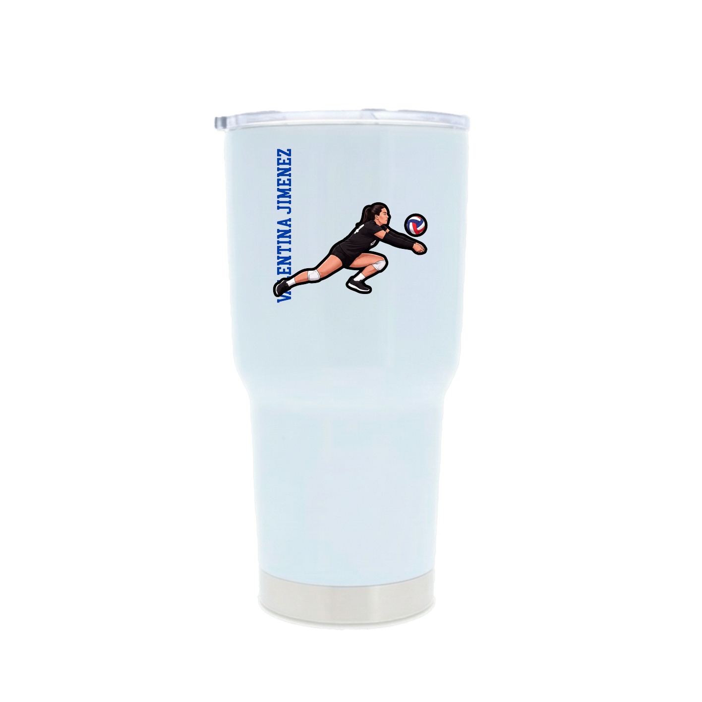 30oz Stainless Steel Tumbler — Name Vertical in White