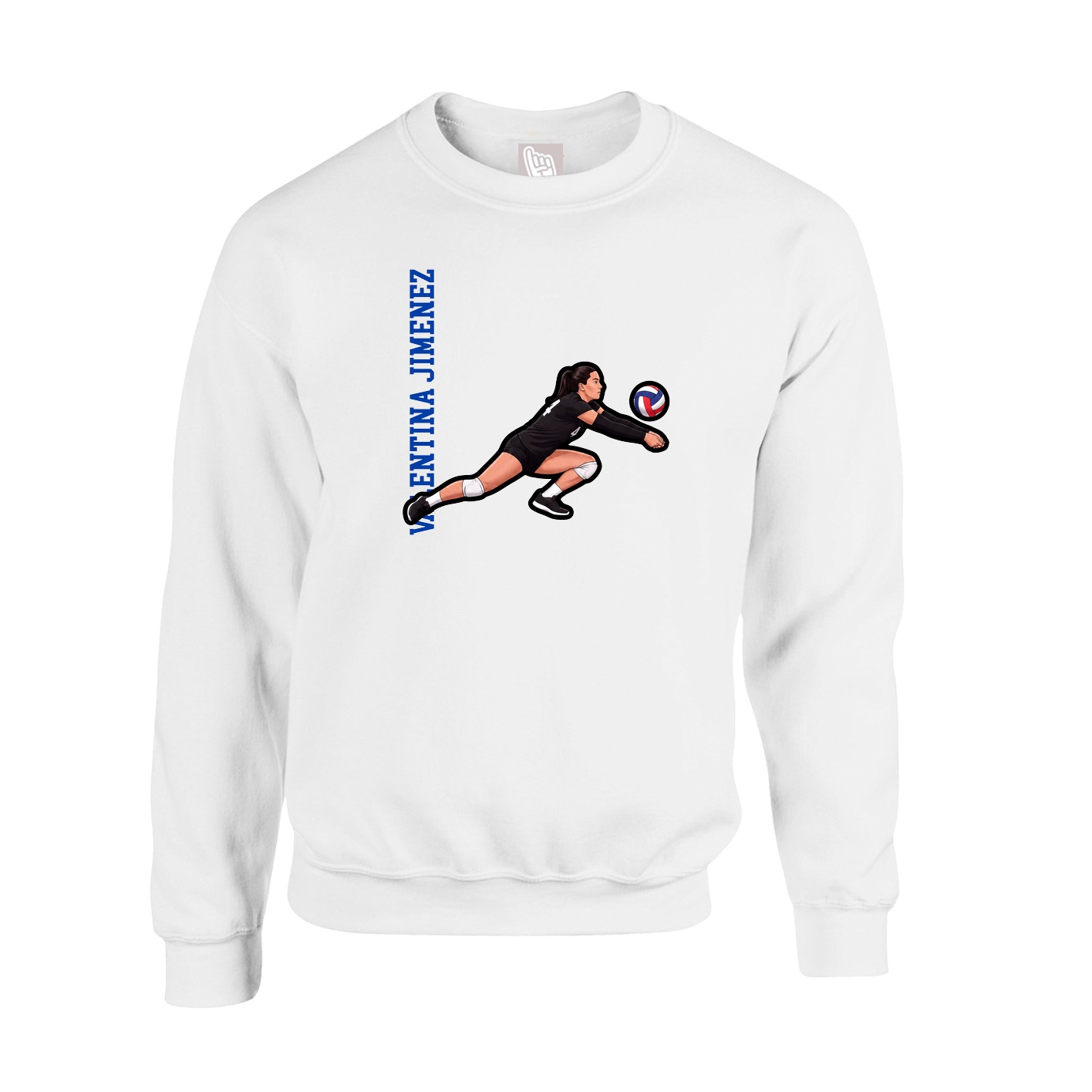 Fleece Crew — Name Vertical in White