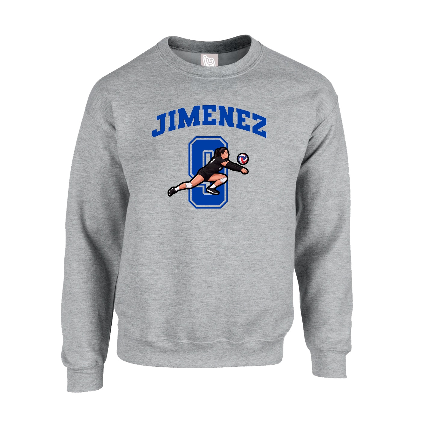 Fleece Crew — Number in Grey