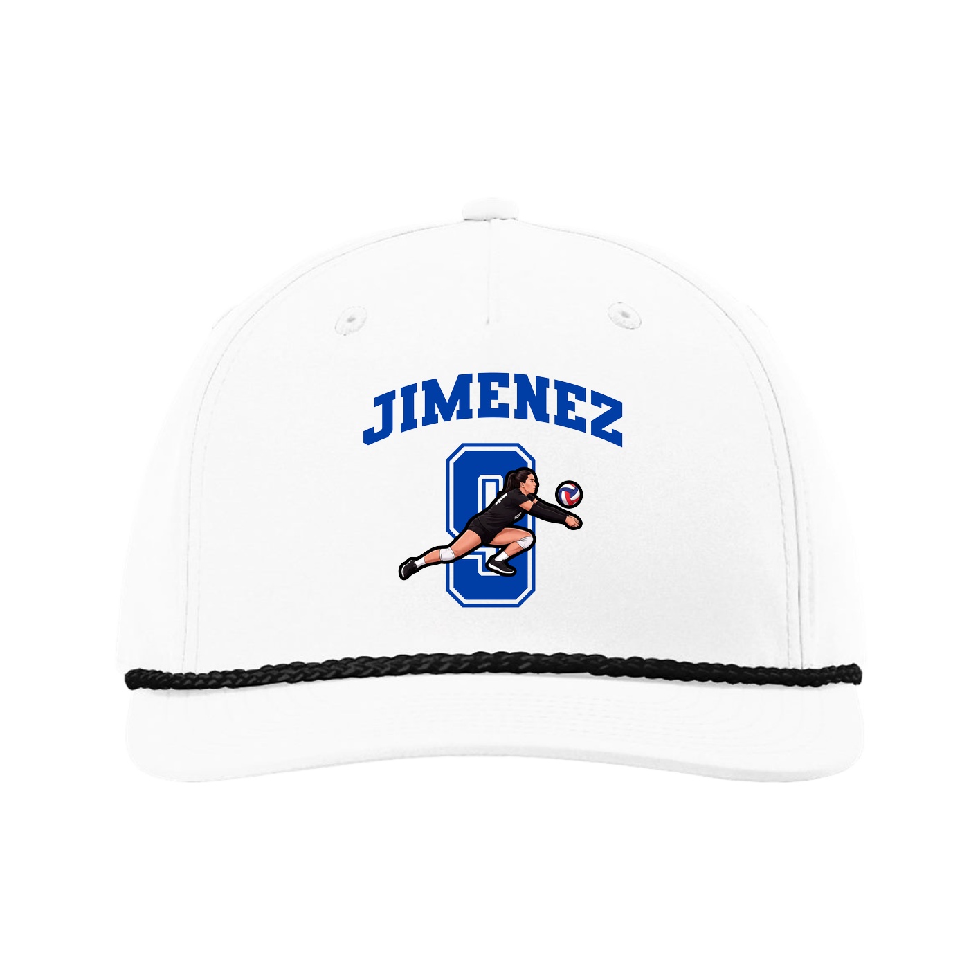 Five-Panel Classic Rope Cap — Number in White