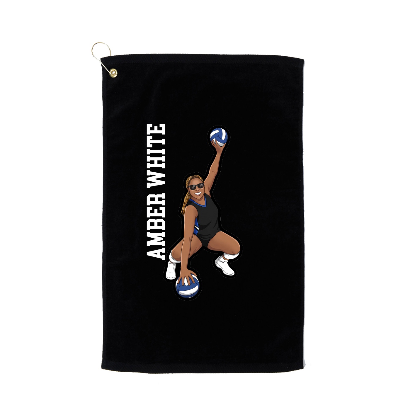 Golf Towel — Name Vertical in Black