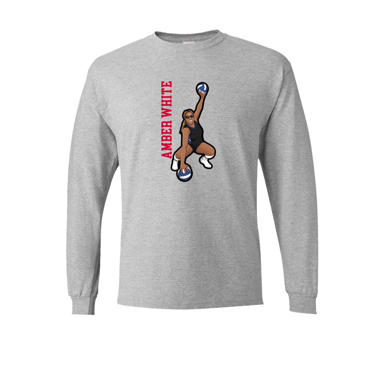 Long Sleeve Tee — Name Vertical in Grey