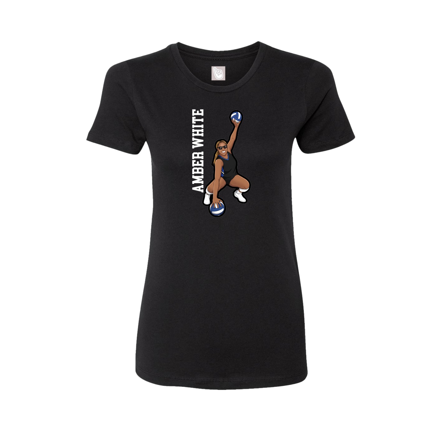 Fitted Women's Tee — Name Vertical in Black