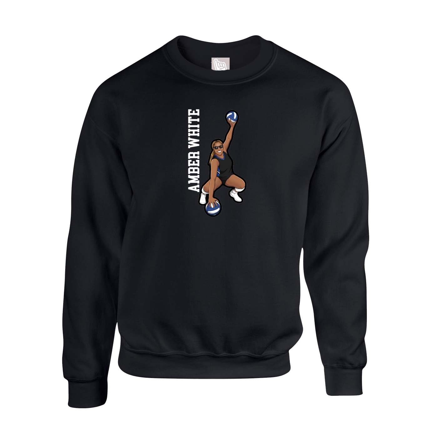Fleece Crew — Name Vertical in Black
