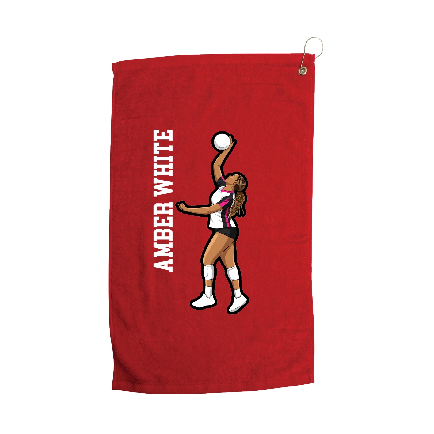 Golf Towel — Name Vertical in Red