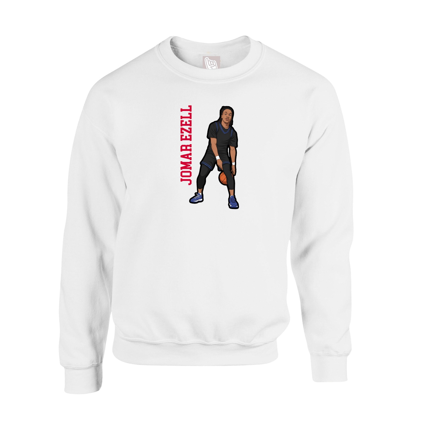 Fleece Crew — Name Vertical in White
