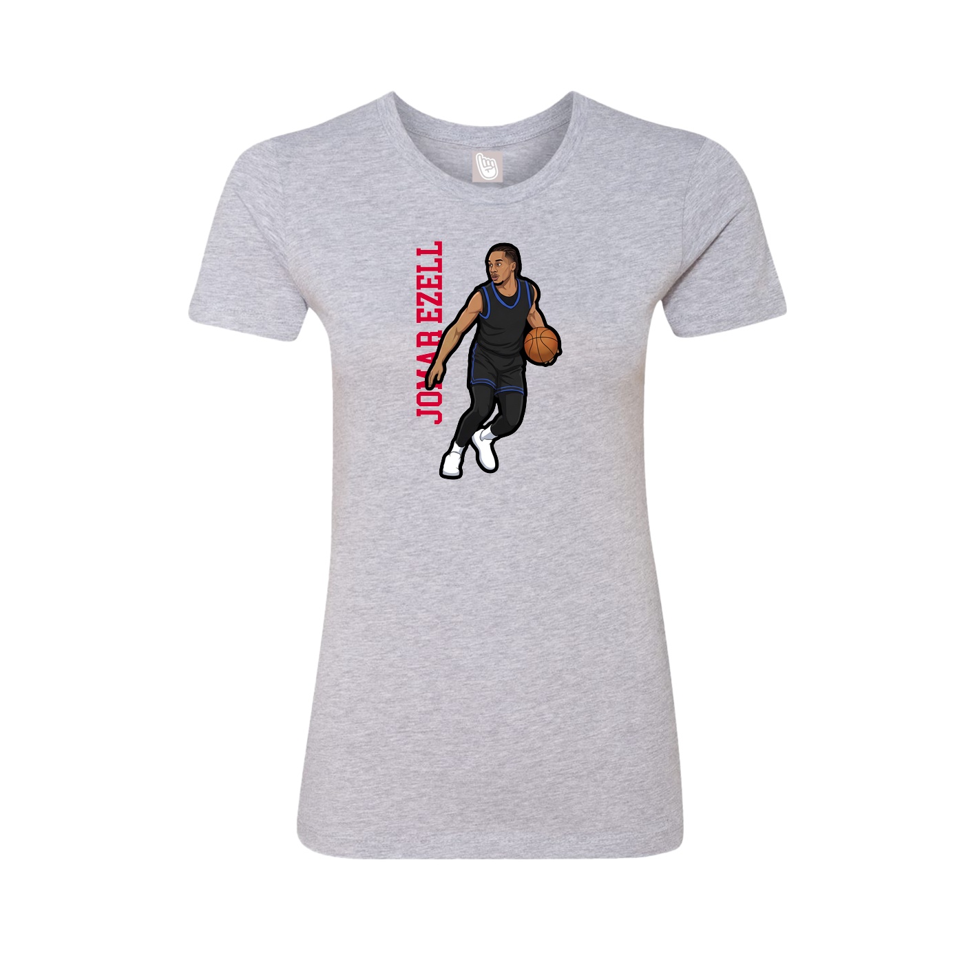 Fitted Women's Tee — Name Vertical in Grey