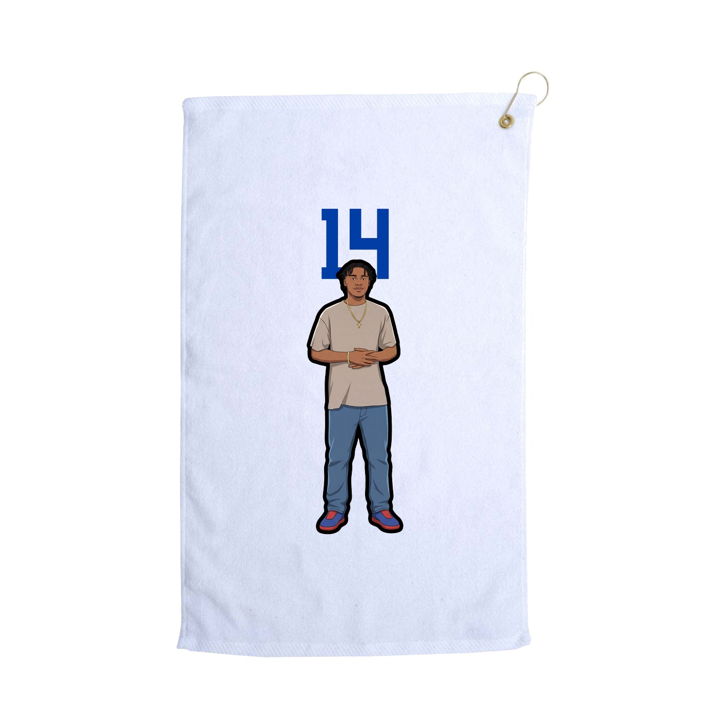 Golf Towel — Number Top in White