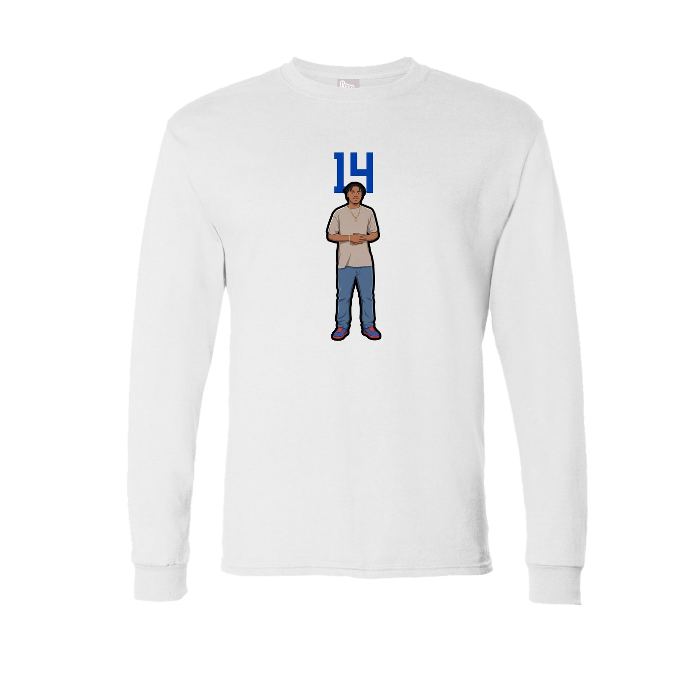 Long Sleeve Tee — Number Top in White
