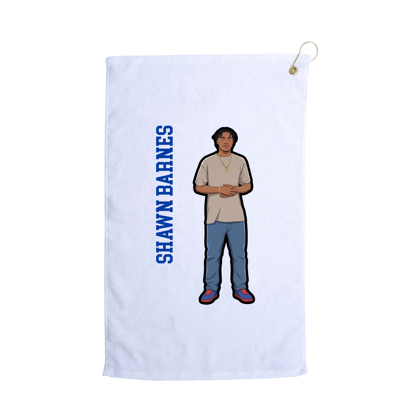 Golf Towel — Name Vertical in White