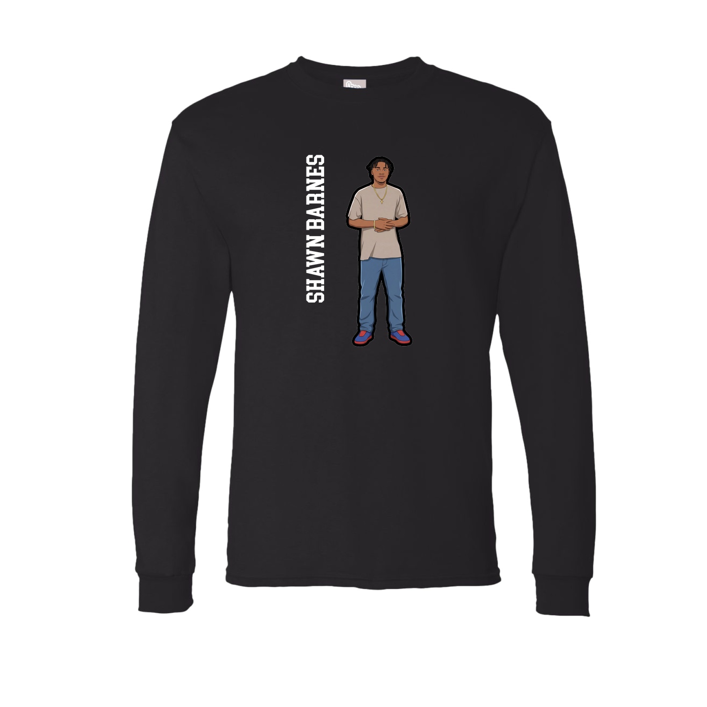 Long Sleeve Tee — Name Vertical in Black
