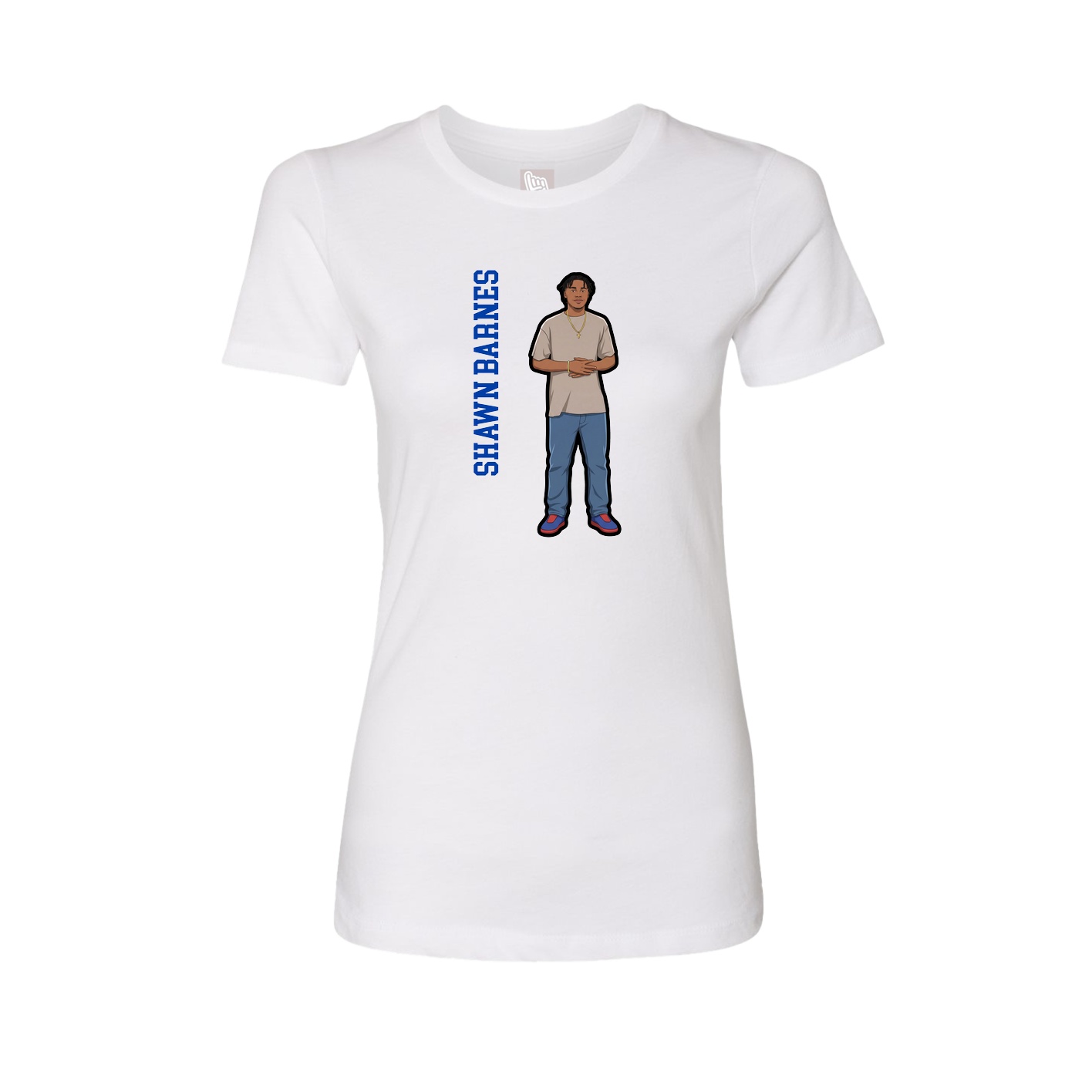 Fitted Women's Tee — Name Vertical in White