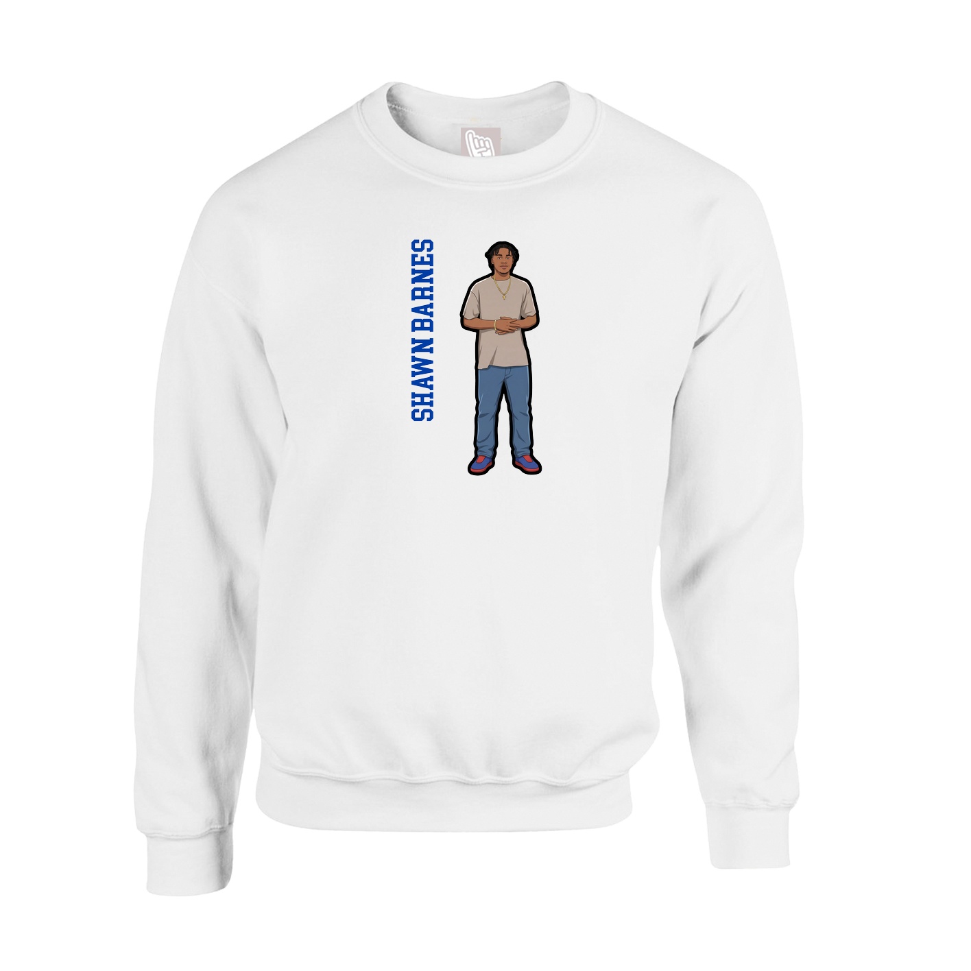 Fleece Crew — Name Vertical in White